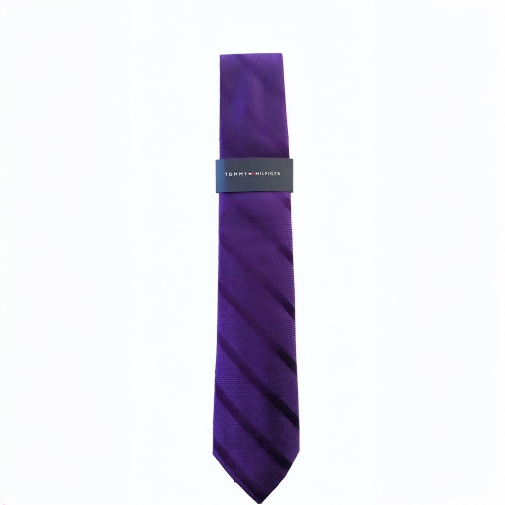 Tommy Hilfiger 53% Silk Solid Textured Stripe Tie